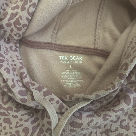 Tek Gear Hoodie Women’s Large Rose (Pink) Leopard Print Ultrasoft Fleece New - Picture 2 of 6